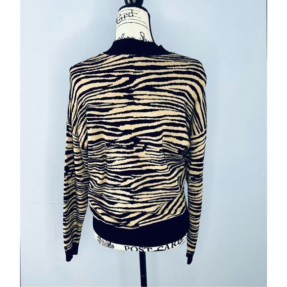 Wayf Women’s M Vincent Intarsia Pullover Sweater in Beige Zebra Print - Picture 12 of 12